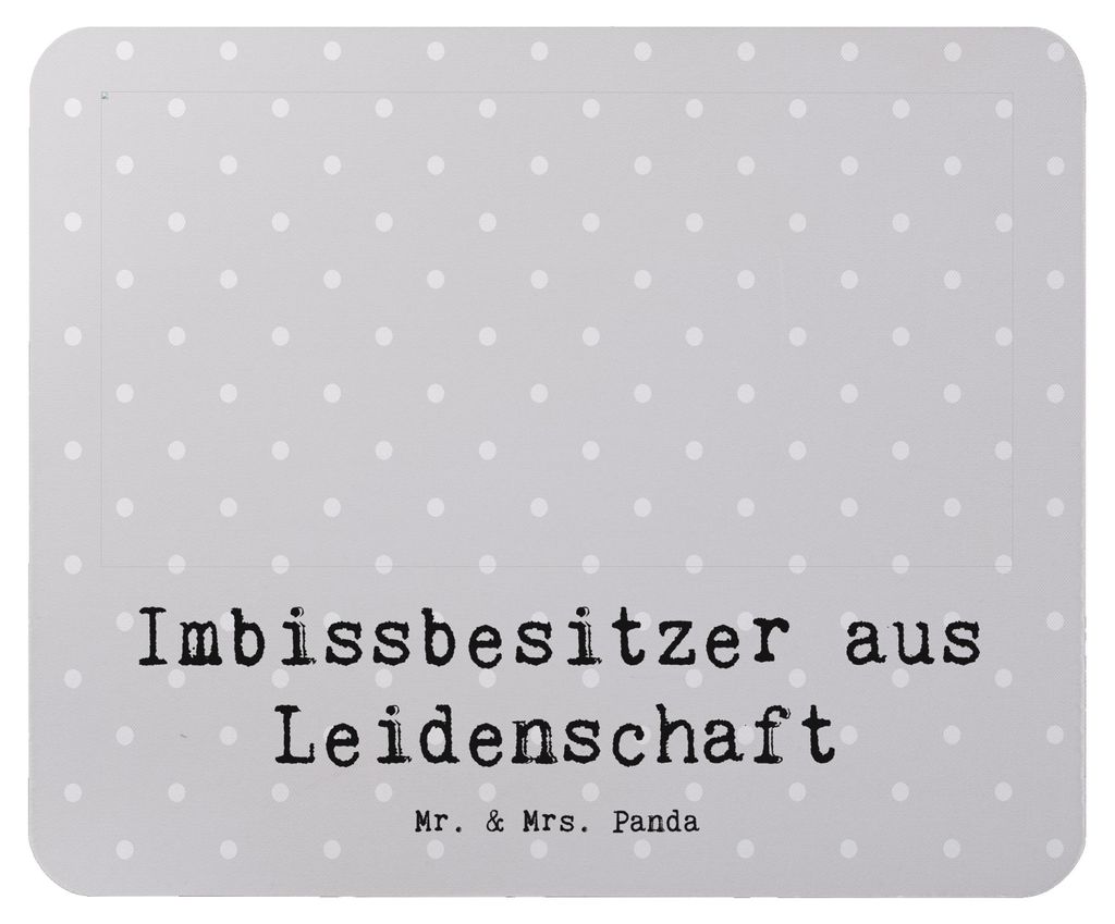 Mr. & Mrs. Panda Mauspad Imbissbesitzer Leidenschaft - Grau Pastell - Geschenk, laptop mousepad, Lustig, Mouse Pad, Imbissverkäufer, Pommesliebe, ...