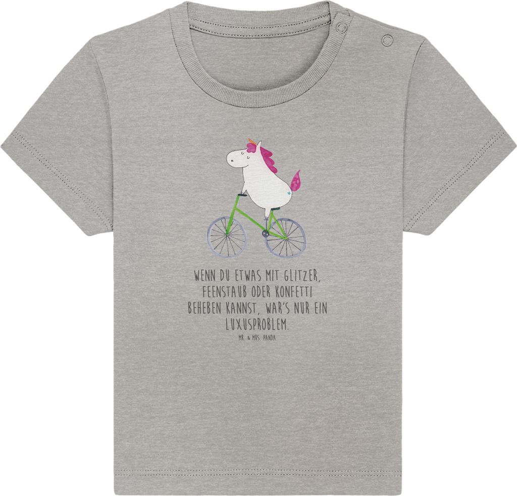 Mr. & Mrs. Panda T-Shirt Einhorn Radfahrer 12. - 18. Monat - Heather Grey - Geschenk, Bike, Baby Top, Radfahren, Kinder, Kleinkind Shirt, Babyshirt...