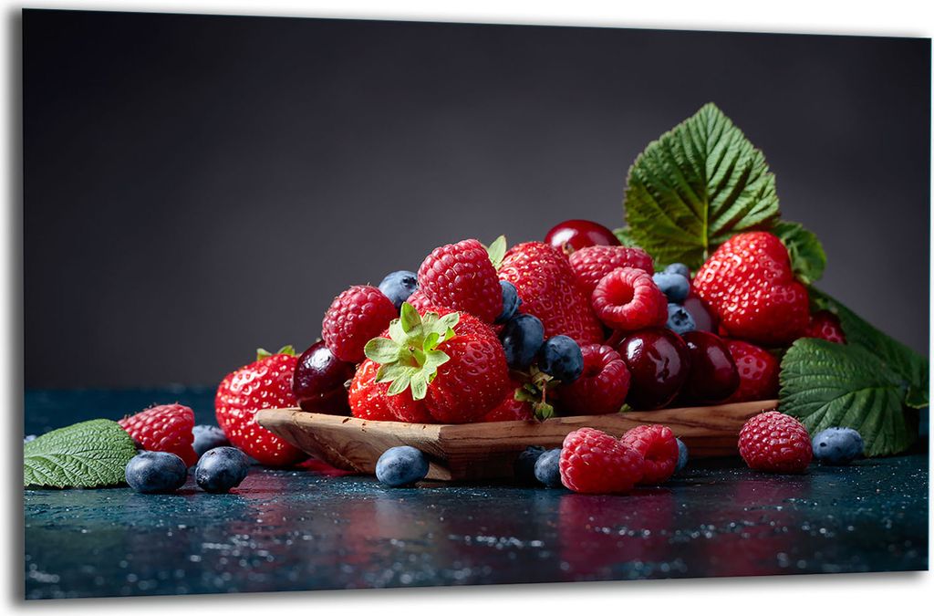 Herdabdeckplatte Glaskeramikkochfeld-Abdeckung Spritzschutz Glas 80x52 Erdbeeren