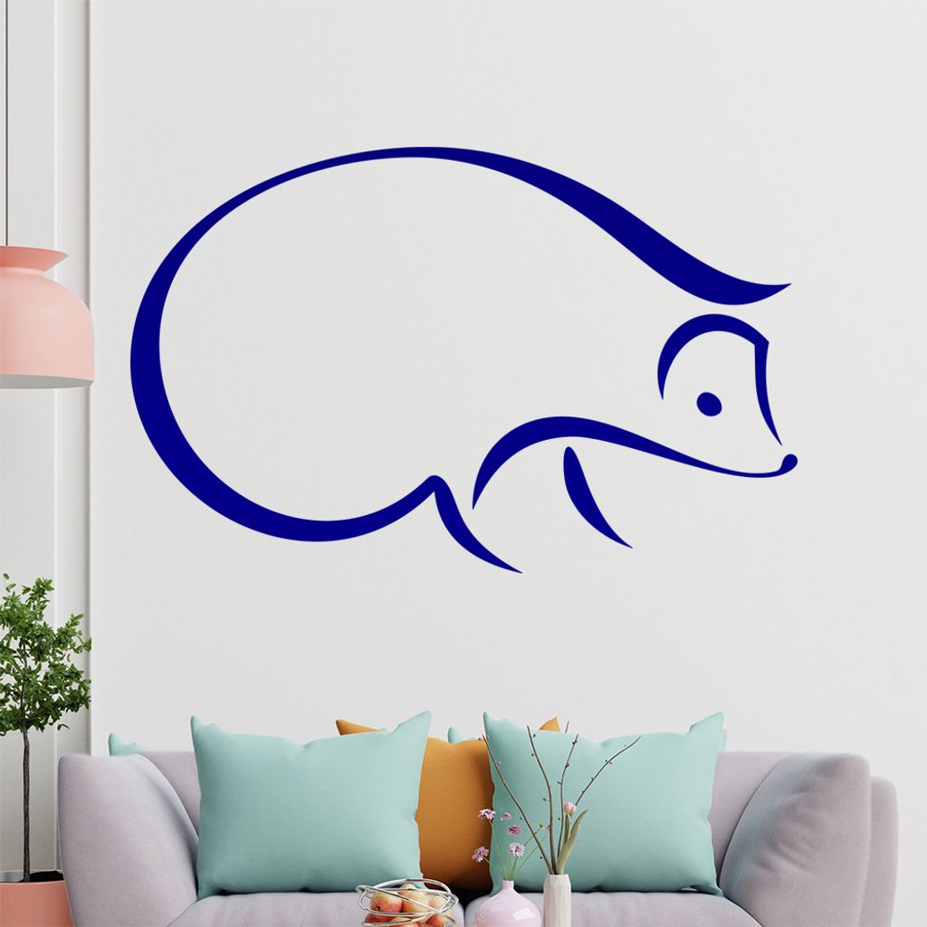 igel Linien Wandtattoo in 6 Größen - Wandaufkleber Wall Sticker - Dekoration, Küche, Wohnzimmer, Schlafzimmer, Badezimmer