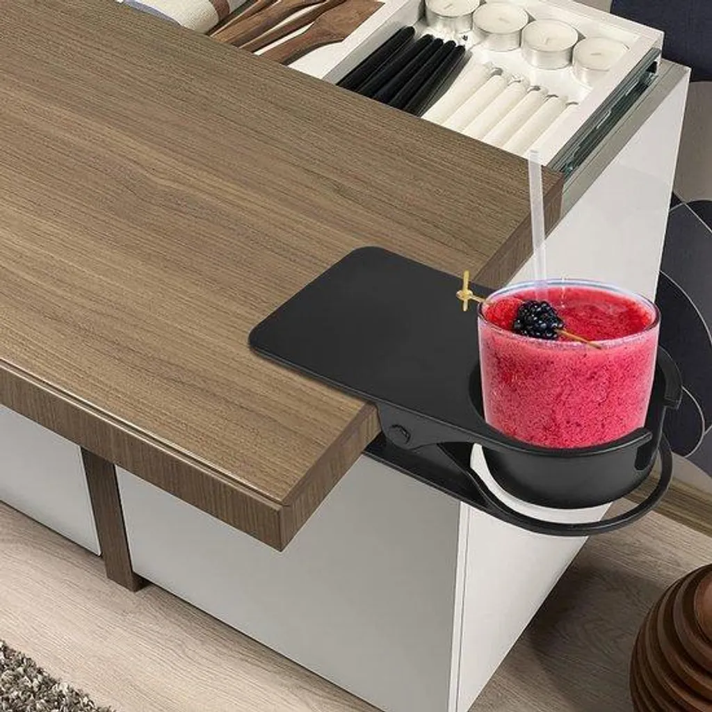 Porte-gobelet pour bureau et table de camping, fixation pince nomade
