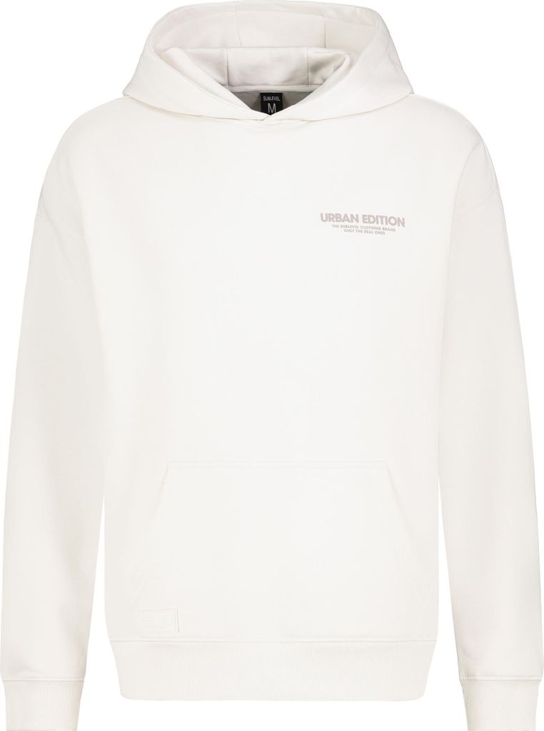 Sublevel Hoodie mit Kapuze und Kängurutasche Schriftzug-Print hinten Größe: S