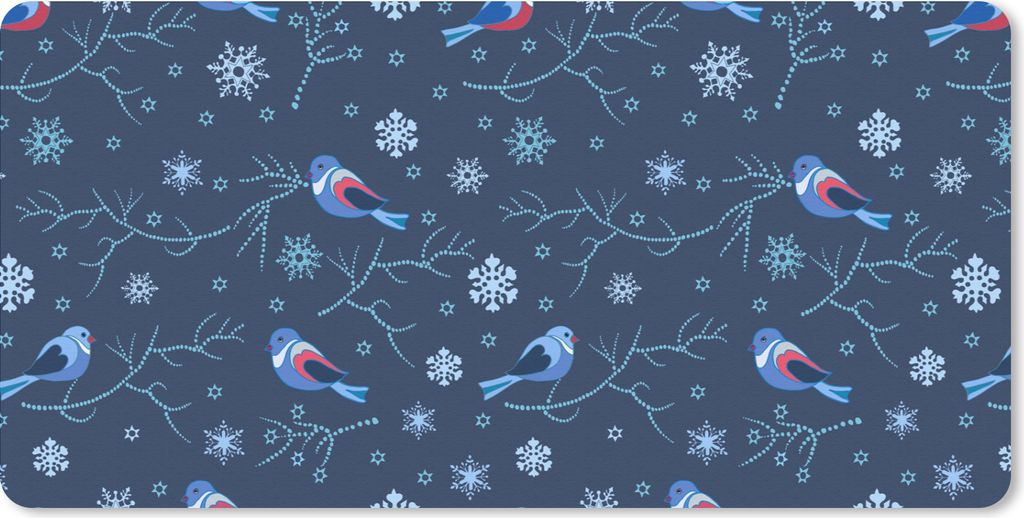 MuchoWow Schreibtischunterlage Vogel - Schneeflocke - Winter - Muster 80x40 cm - XXL Mauspad - Gaming Mauspad