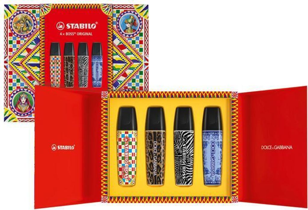 Textmarker - STABILO BOSS ORIGINAL x DOLCE&GABBANA - 4er Premium-Box - limitierte Edition