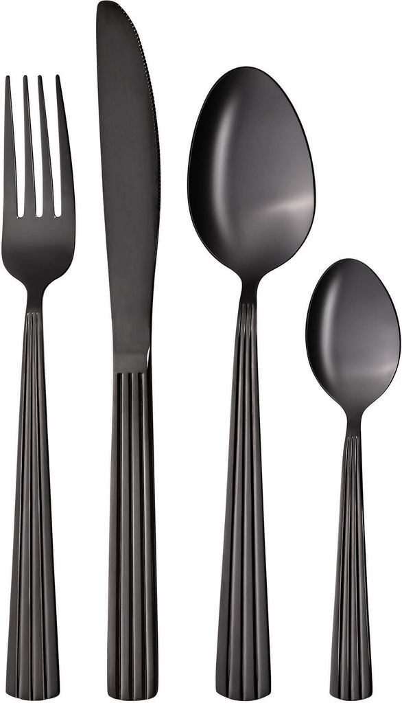 Besteckset Athen, 16-teilig, 4 Personen, schwarz, Edelstahl Produktbild 