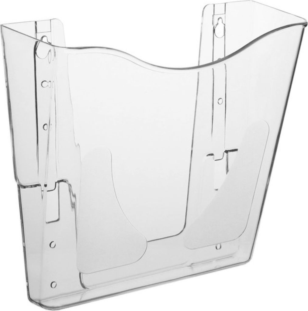 Transparenter DIN A4 Hoch Wandprospekthalter / Dokumentenhalter / Ordnerhalter / Mappenhalter / Wandhalter / Wandmontage / mit Bohrlöchern