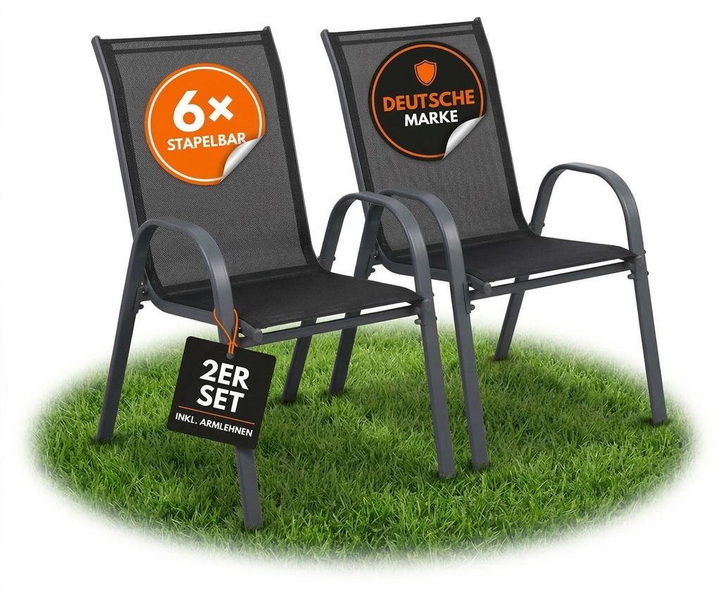 Albatros Gartenstühle 2er Set Kuba – Gartenstühle Stapelbar Produktbild 