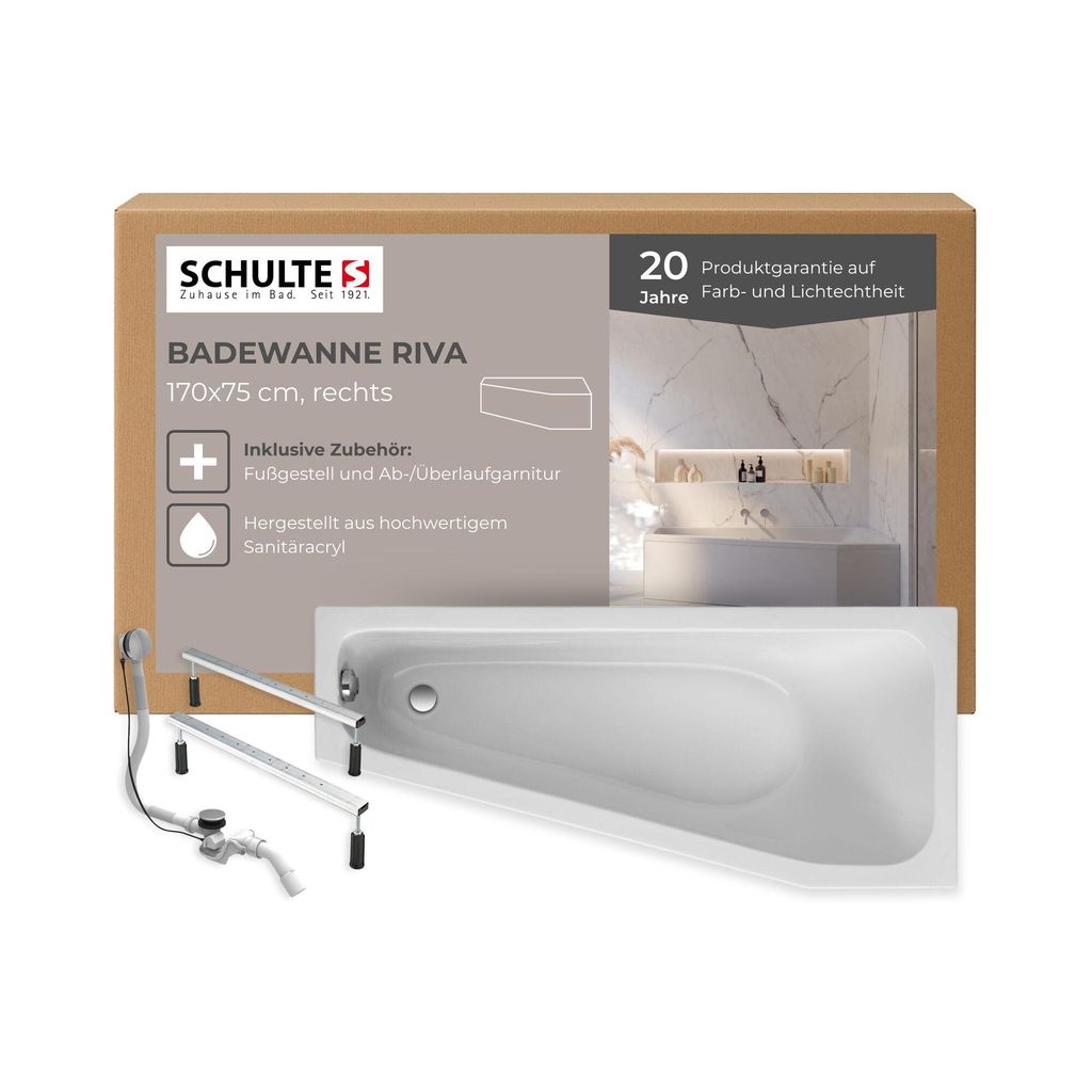Schulte Raumsparbadewanne Modell Riva, Version rechts, Produktbild 