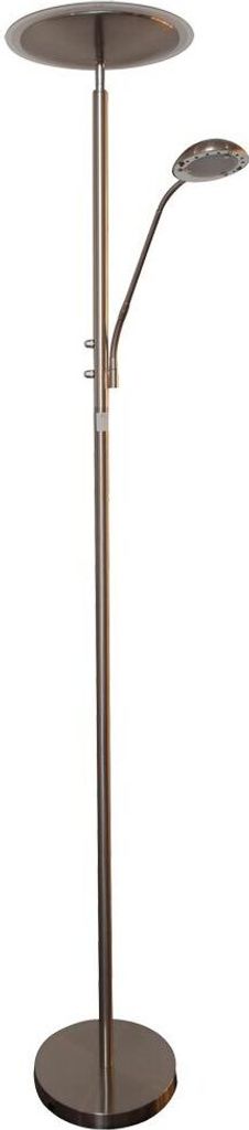 LED Stehlampe, Nickel matt, Glas satiniert weiß, H 180 cm