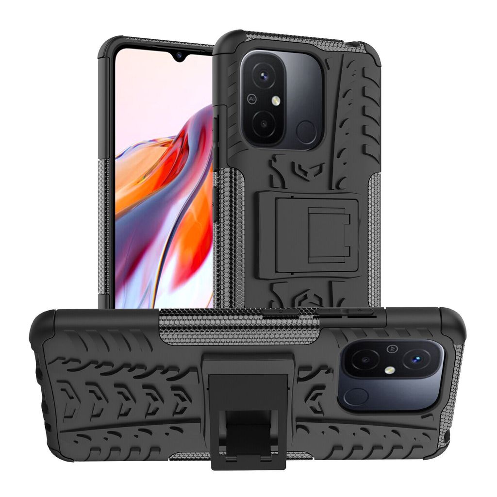 Hülle für Xiaomi Redmi 12C Outdoor Handyhülle Handy Tasche Case Cover TPU Bumper Schwarz