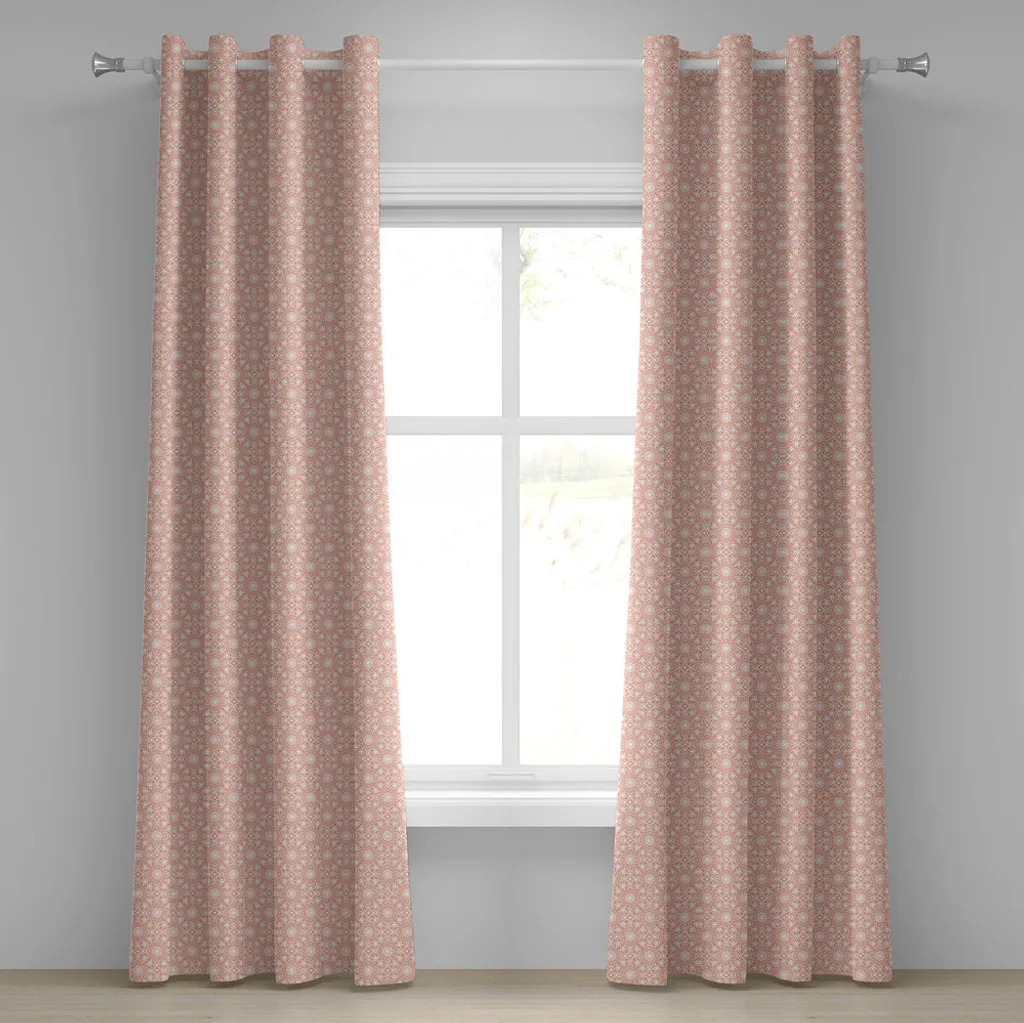 ABAKUHAUS Tende Flourish Mandala Corallo | 2 Pannelli 280x245 cm - 1