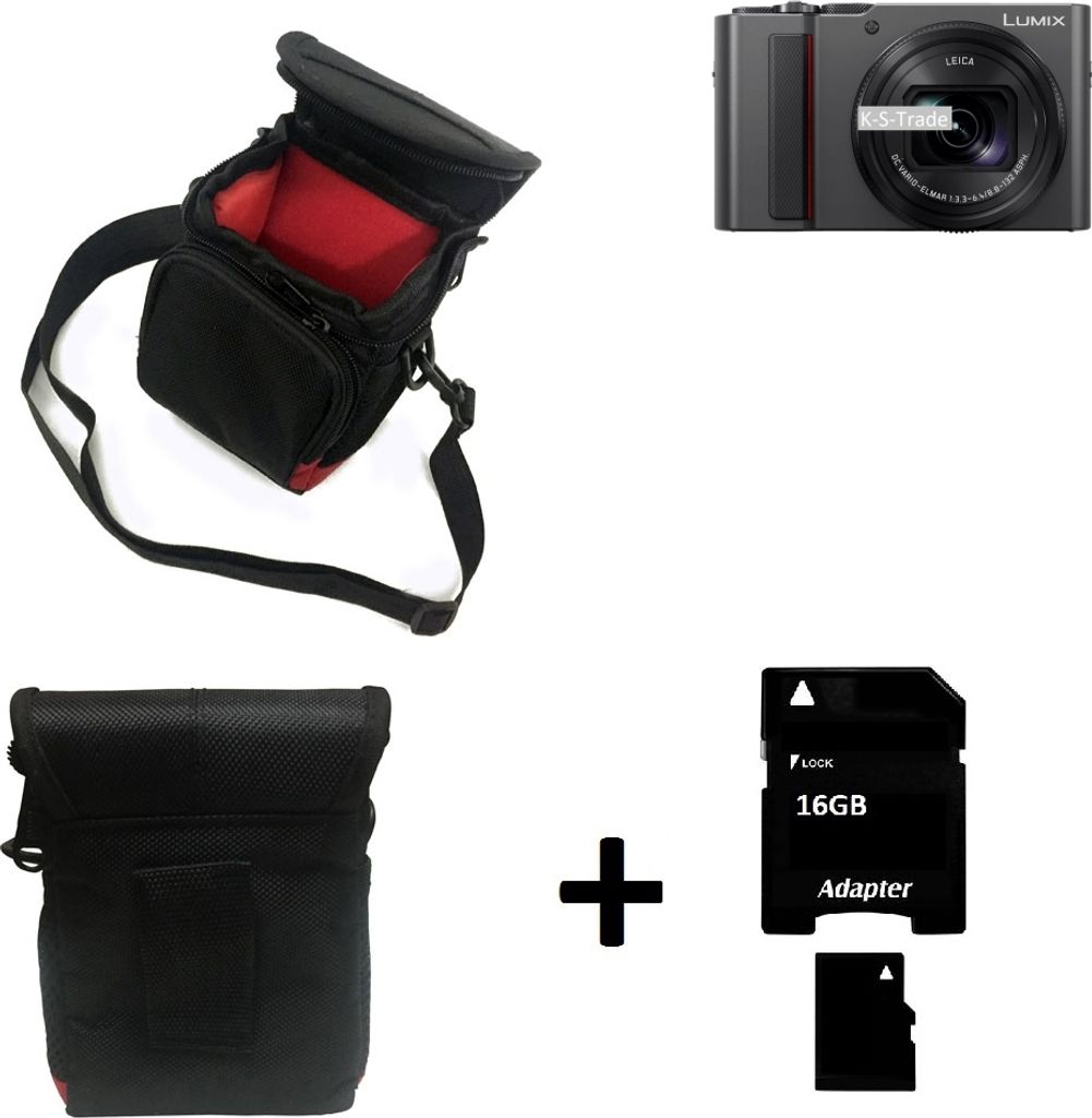 K-S-Trade Kameratasche Fototasche Umhängetasche Schutz Hülle kompatibel mit Panasonic Lumix DC-TZ202 mit Zusatzfach und teilbaren Innenraum mit