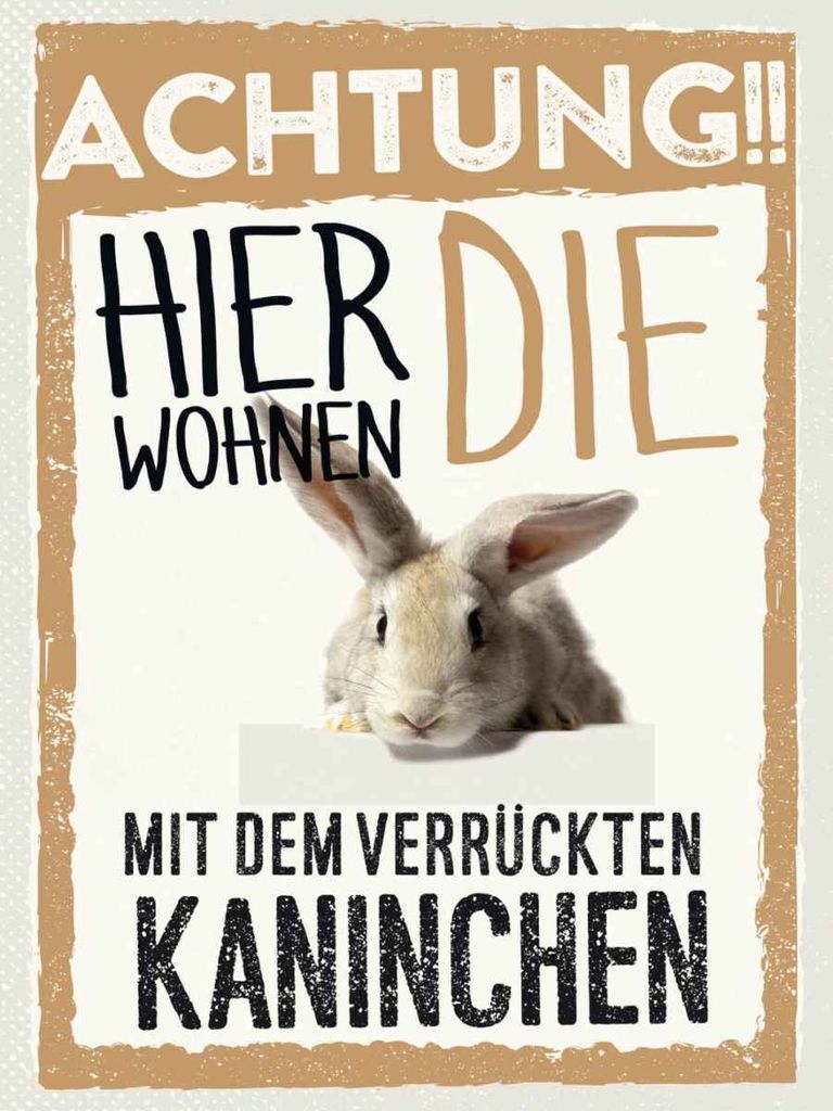 vianmo Holzschild 40x30 cm Tiere Achtung hier Kaninchen Produktbild 