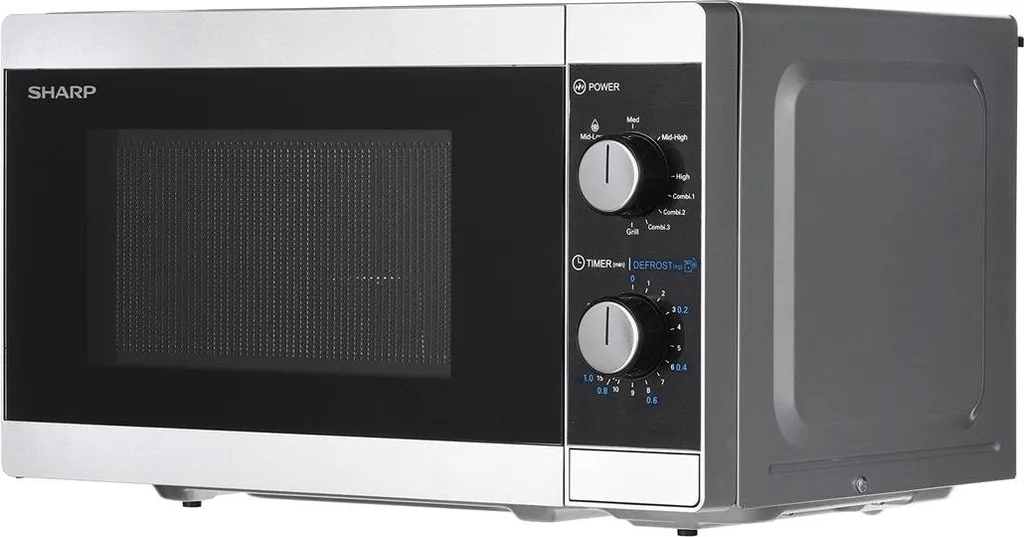 Micro-ondes Sharp YC-MG01ES avec Grill 20L 800W Argenté et Design Compact