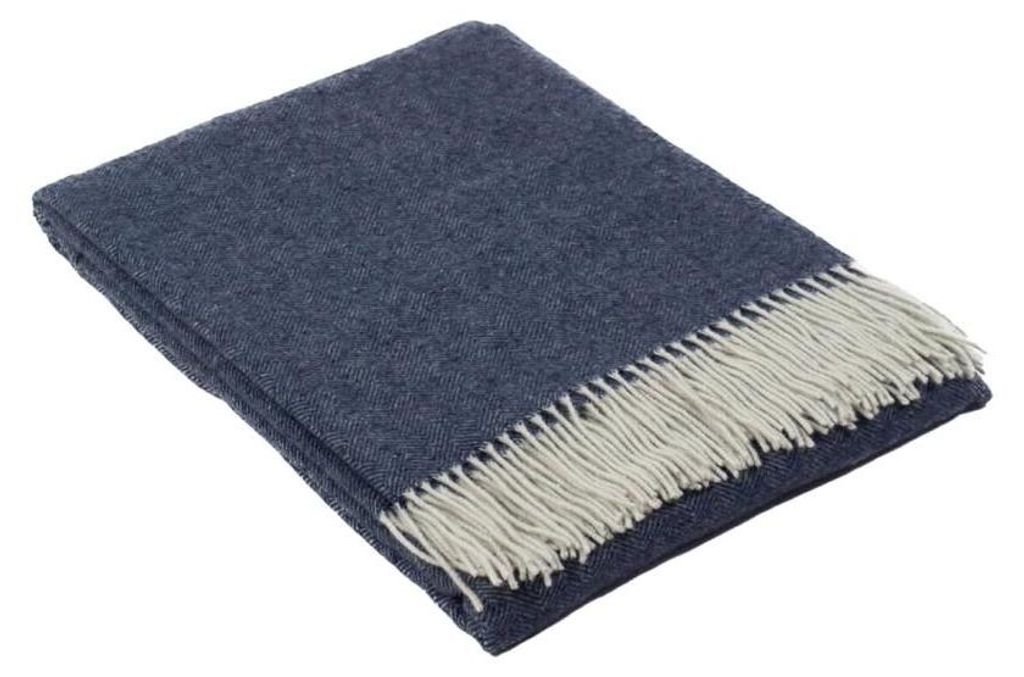 Wolldecke Marie aus feinster Wolle 140x200 - Farbe: Dunkelblau