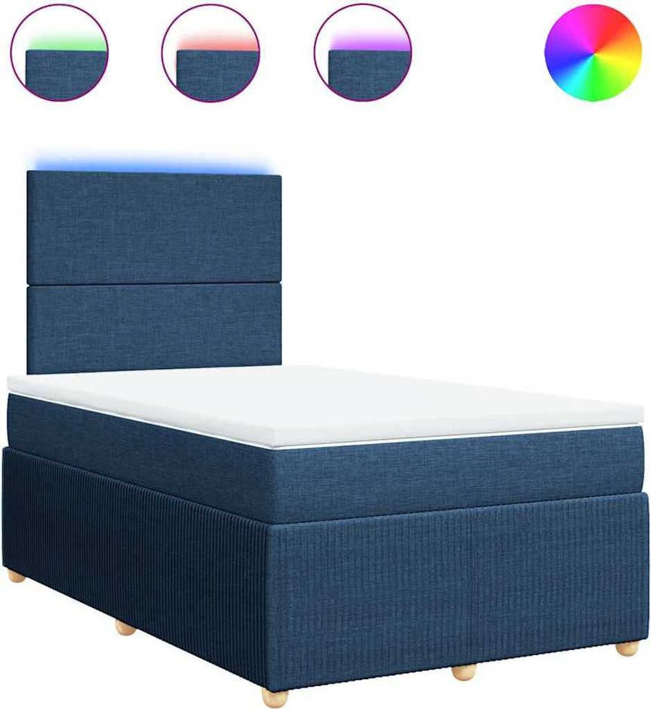 vidaXL Boxspringbett mit Matratze Blau 120x200 cm Stoff