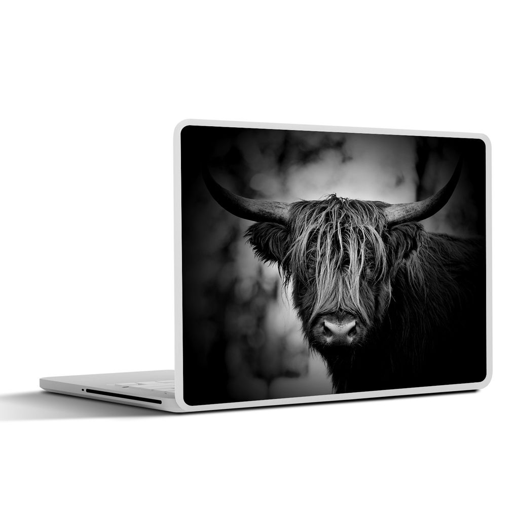 MuchoWow Laptop Aufkleber Sticker Cover Schottischer Hochländer - Licht - Porträt - Natur 32.5x23.5 cm - Sticker für Laptop - Selbstklebend