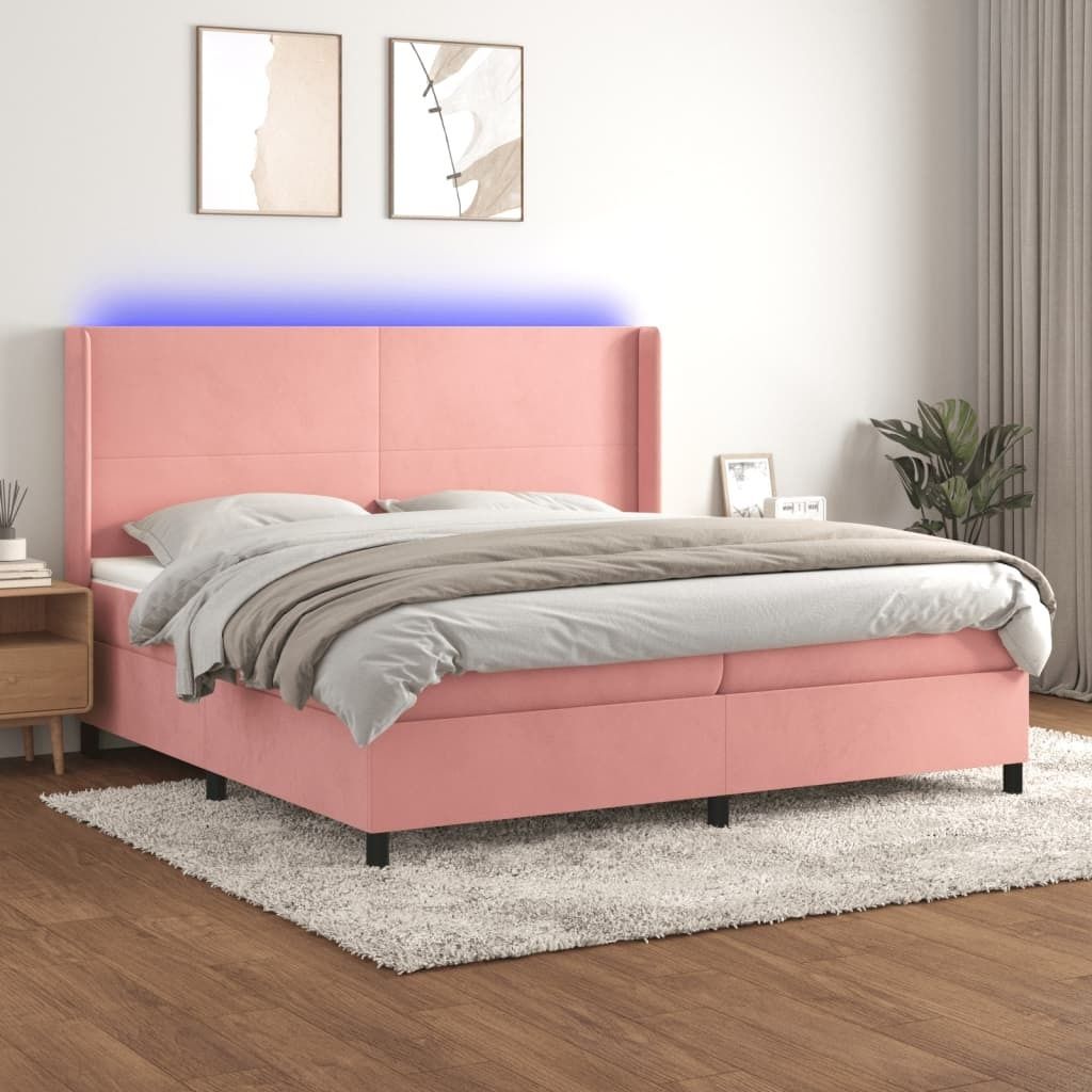Maison Exclusive - Boxspringbett mit Matratze & LED Rosa 200x200 cm Samt