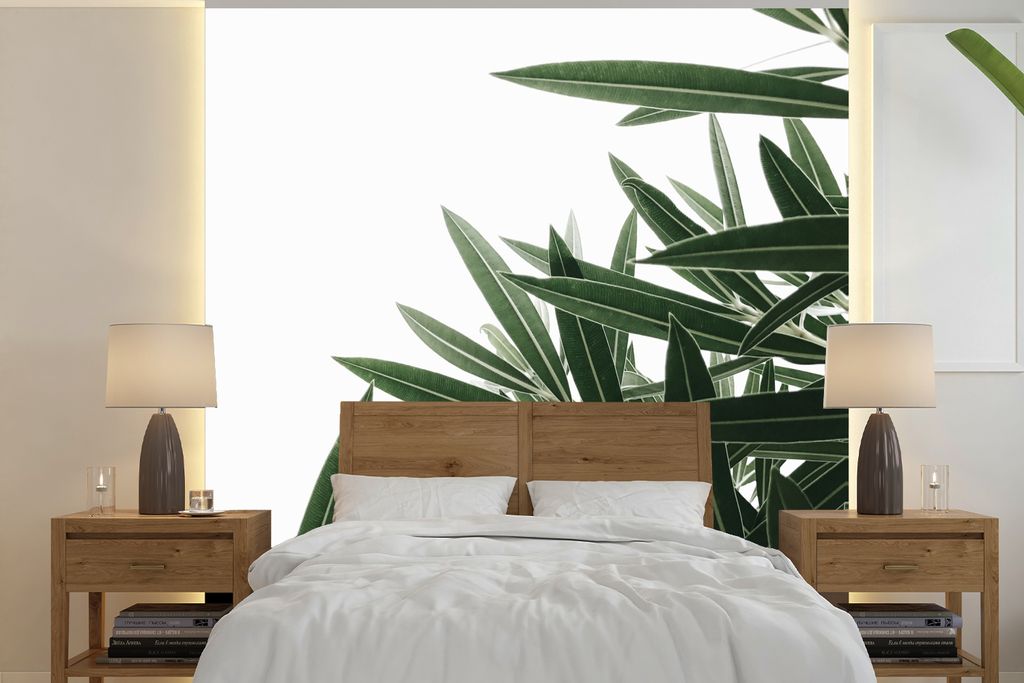 MuchoWow Fototapete für Wohnzimmer oder Schlafzimmer Wandtapete Vinyl Motivtapete Natur - Pflanzen - Blätter - 350x350 cm - Schlafzimmertapete