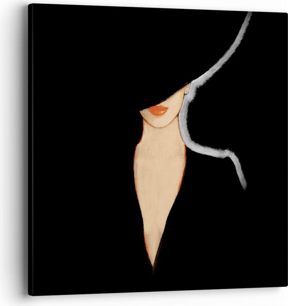 Bild auf Leinwand - Leinwandbild - Einteilig - Schwarz Frau Hut - 40x40cm - Wand Bild - Wanddeko - Wandbilder - Leinwanddruck - Bilder - Wanddekora...