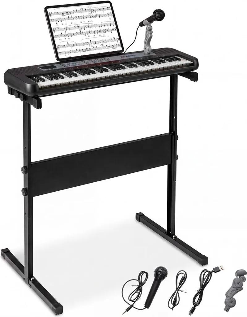 Piano Numérique pour Enfant 61 Touches avec Stand Réglable et Micro