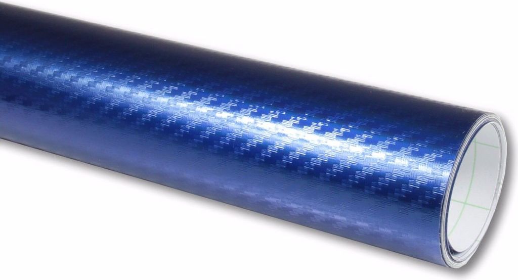 (17,09€/m²) Rapid Teck Premium Autofolie Chrom Carbon Blau 50cm x 152 cm selbstklebende Auto Folie mit Luftkanälen