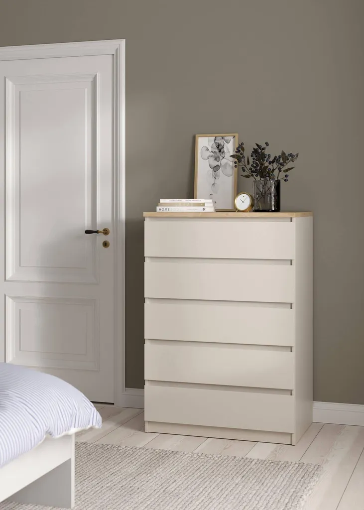 Commode de chambre Ansel beige, idéal pour optimiser les petits espaces - 2