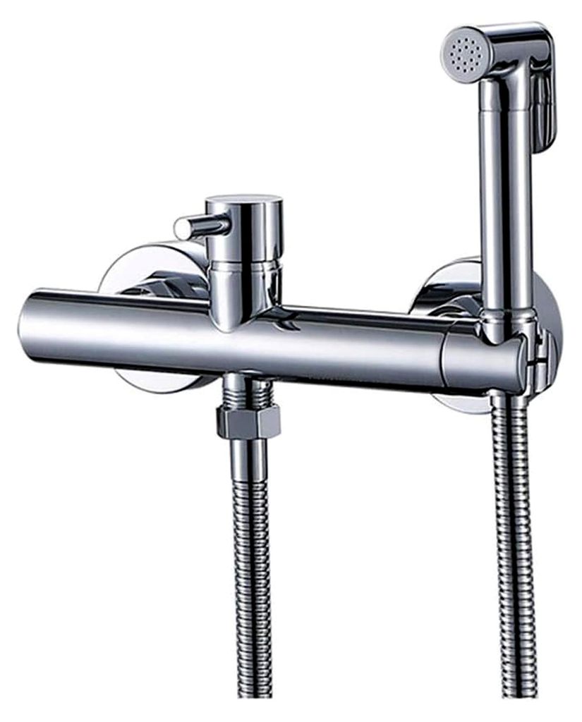 Wasserhähne, mattschwarz und verchromt, Badezimmer-Sprühset, Heiß- und Kaltmischer aus massivem Messing, wandmontierter Wasserhahn