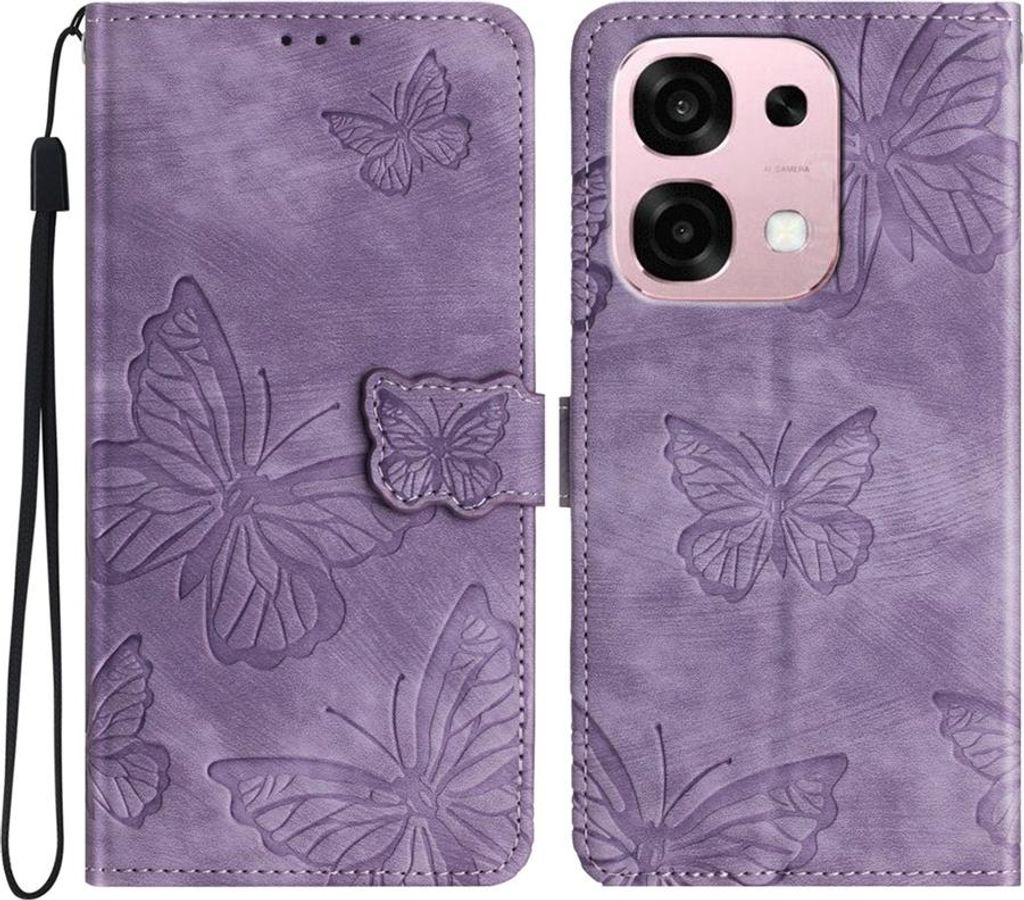 OPPO A6 Pro 5G Hülle - Coverup Schmetterlinge Klapphülle - Violett