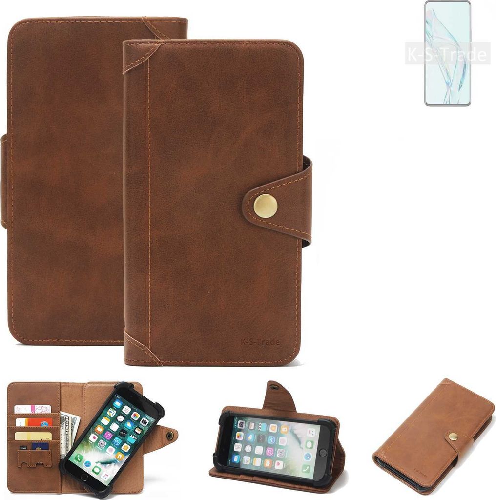 K-S-Trade Handyhülle für ZTE Axon 30 5G Schutz Hülle Walletcase Bookstyle Tasche Case Handytasche Wallet Flipcase Cover PolyurethanBraun (1x)