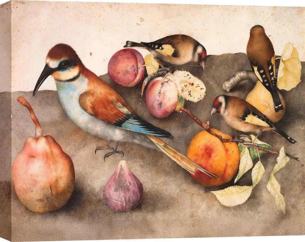 Nature morte aux oiseaux et aux fruits Garzoni - Toile 1650 Premium HD