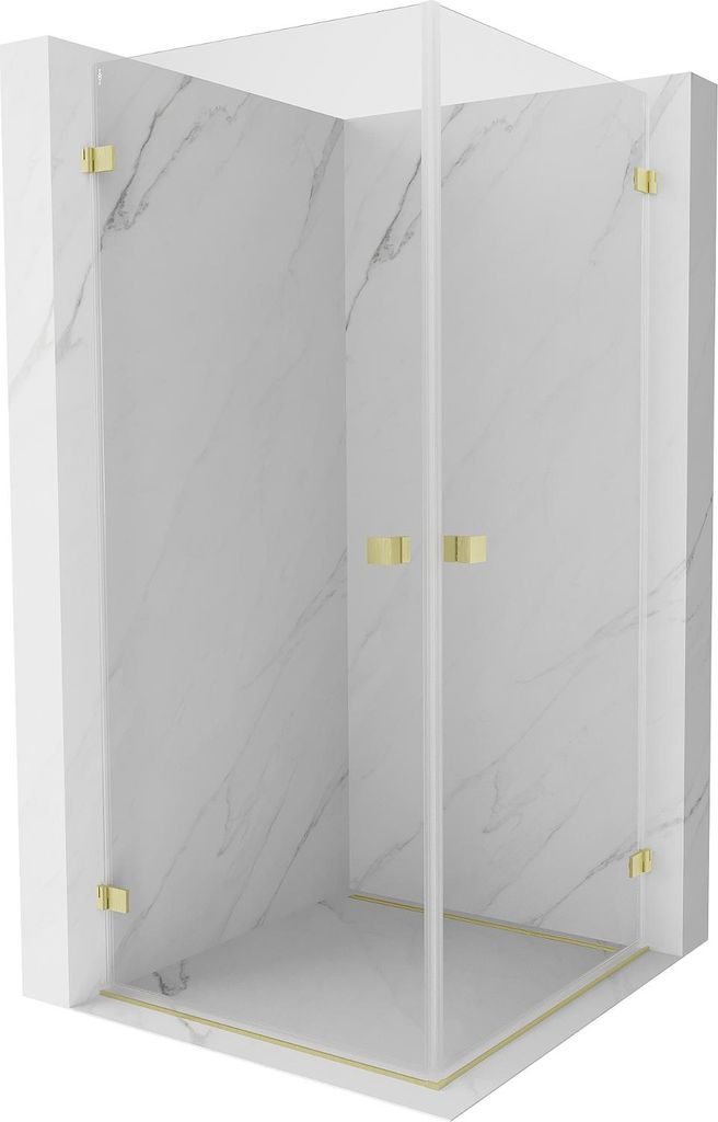 Mexen Lunar-B Duo Pendeltür-Duschkabine 85 x 85 cm, transparent, gebürstetes Gold - 832-085L-085P-55-00