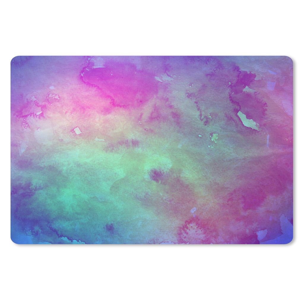 MuchoWow Schreibtischunterlage Aquarell - Grün - Lila 60x40 cm - XXL Mauspad - Großes Mauspad