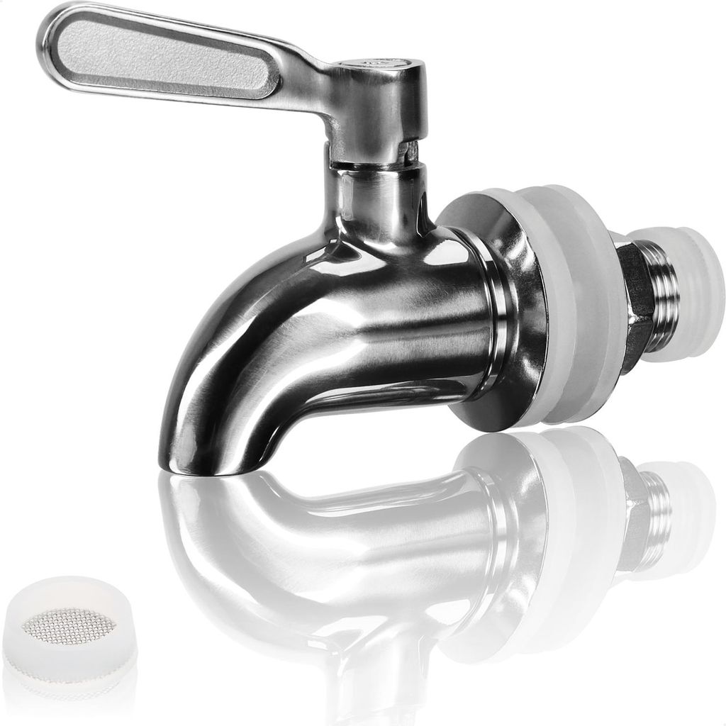 com-four® Zapfhahn Edelstahl 304, 16 mm, Ersatzhahn-Set für Produktbild 