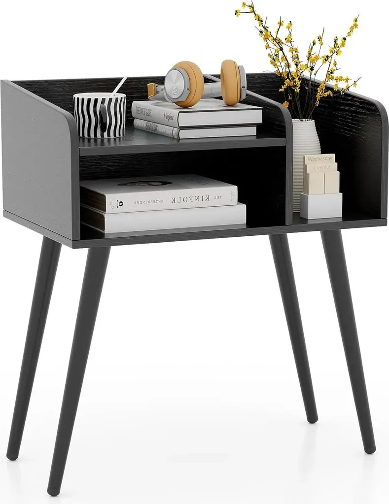 Petite commode de nuit noire - Rangement ouvert - Gain de place en Métal