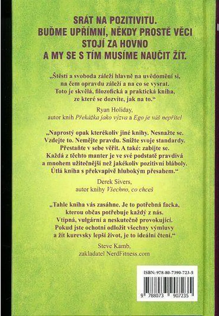 Livre de Mark Manson avec couverture rigide en version tchèque - 2