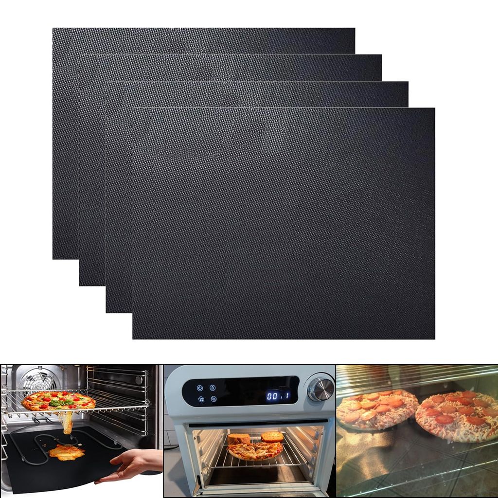 Große Ofenmatten (4er-Set), wiederverwendbare Backmatte für Backofen und Grill 40x50 cm, antihaftbeschichtete Backmatte, Grillmatte für Gasgrill...