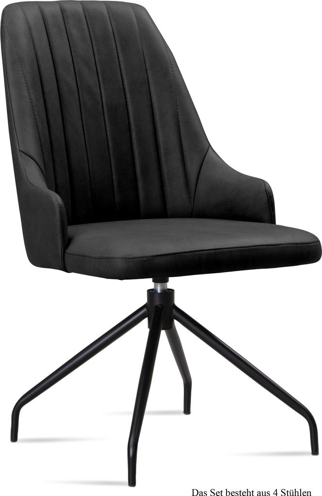 Esszimmerstuhl drehbar (4er-Set) Doreen 52x91x60 Schwarz/Anthrazit
