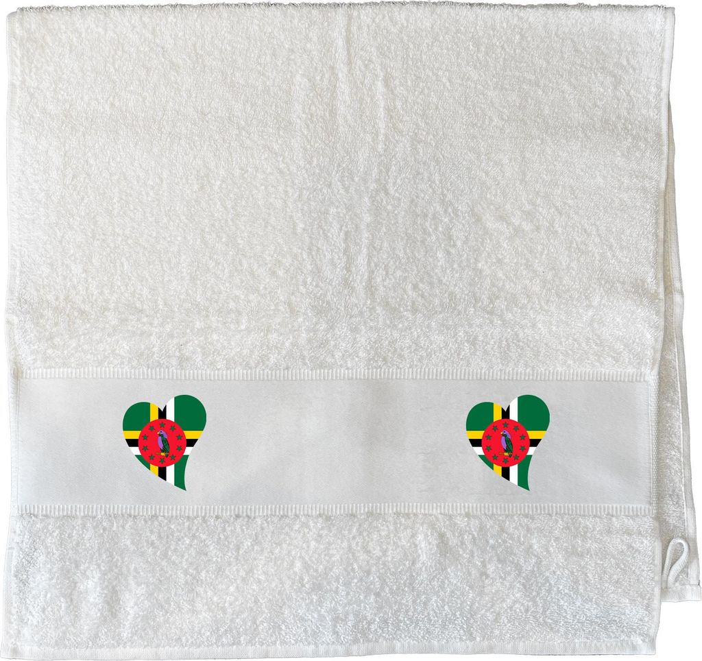 Huuraa Handtuch Dominica Flagge Herz 50x100cm White Baumwolle Handtuch Geschenkidee