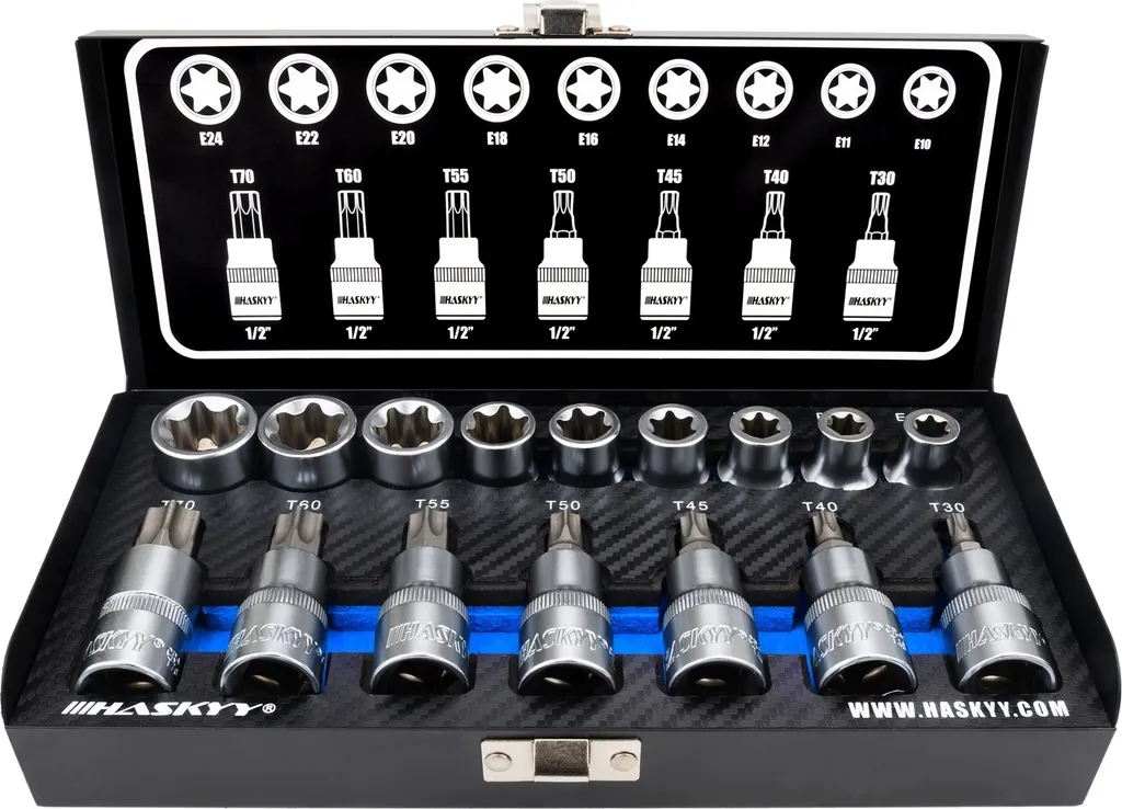 Coffret de douilles Torx mâles et femelles 1/2 pouces pour automobile