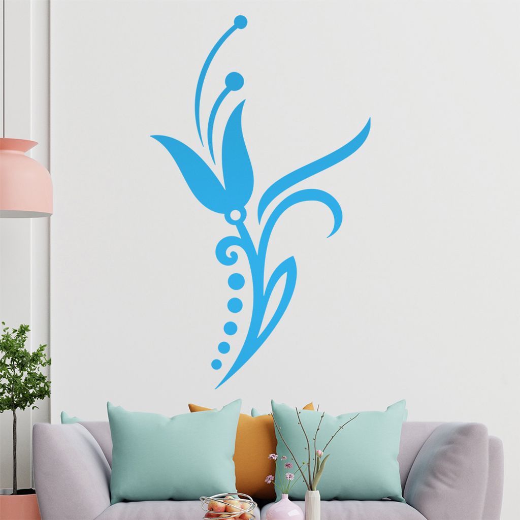 Blume - Linien Punkte Wandtattoo in 6 Größen - Wandaufkleber Wall Sticker - Dekoration, Küche, Wohnzimmer, Schlafzimmer, Badezimmer