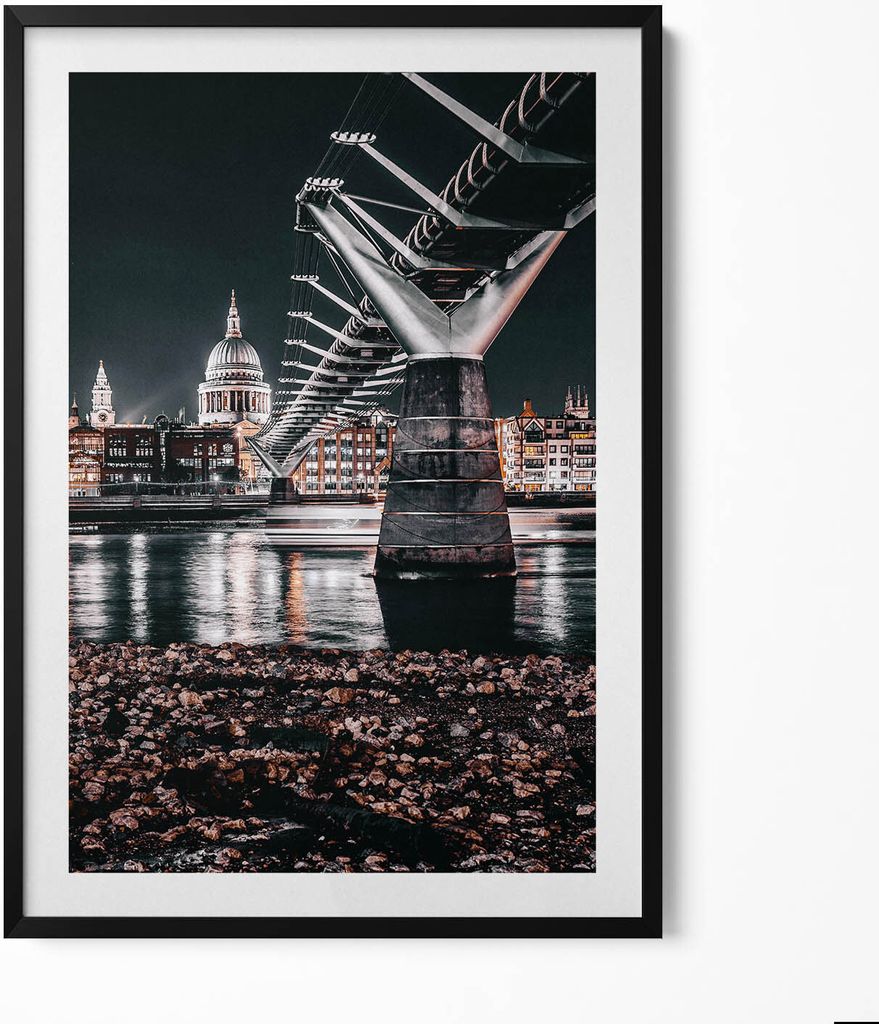 St. Pauls Kathedrale in London– Wandbild mit Rahmen – Gerahmtes Bild – Wanddekoration – 70x100 cm – Schwarz Rahmen