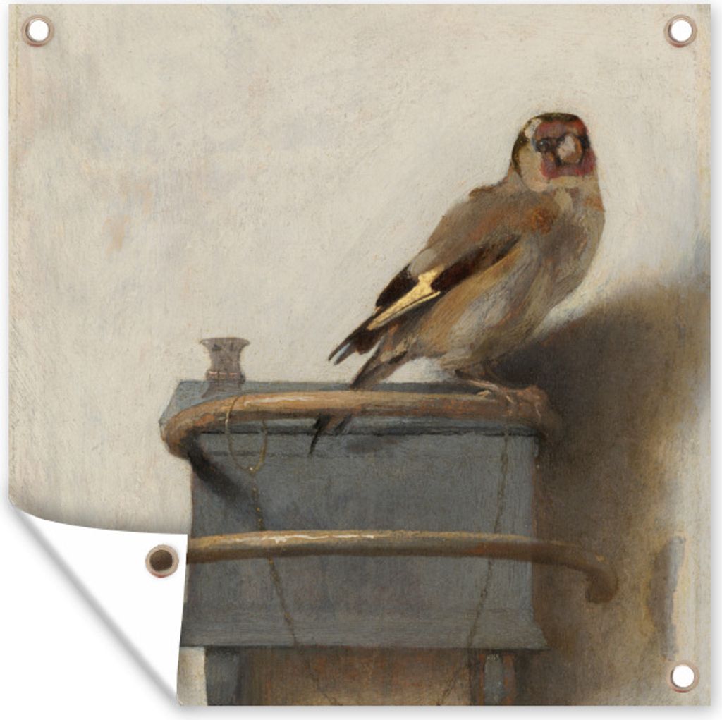 MuchoWow 50x50 cm Outdoor-Poster Gartendeko Sichtschutz Garten Poster für den Garten Der Stieglitz - Carel Fabritius