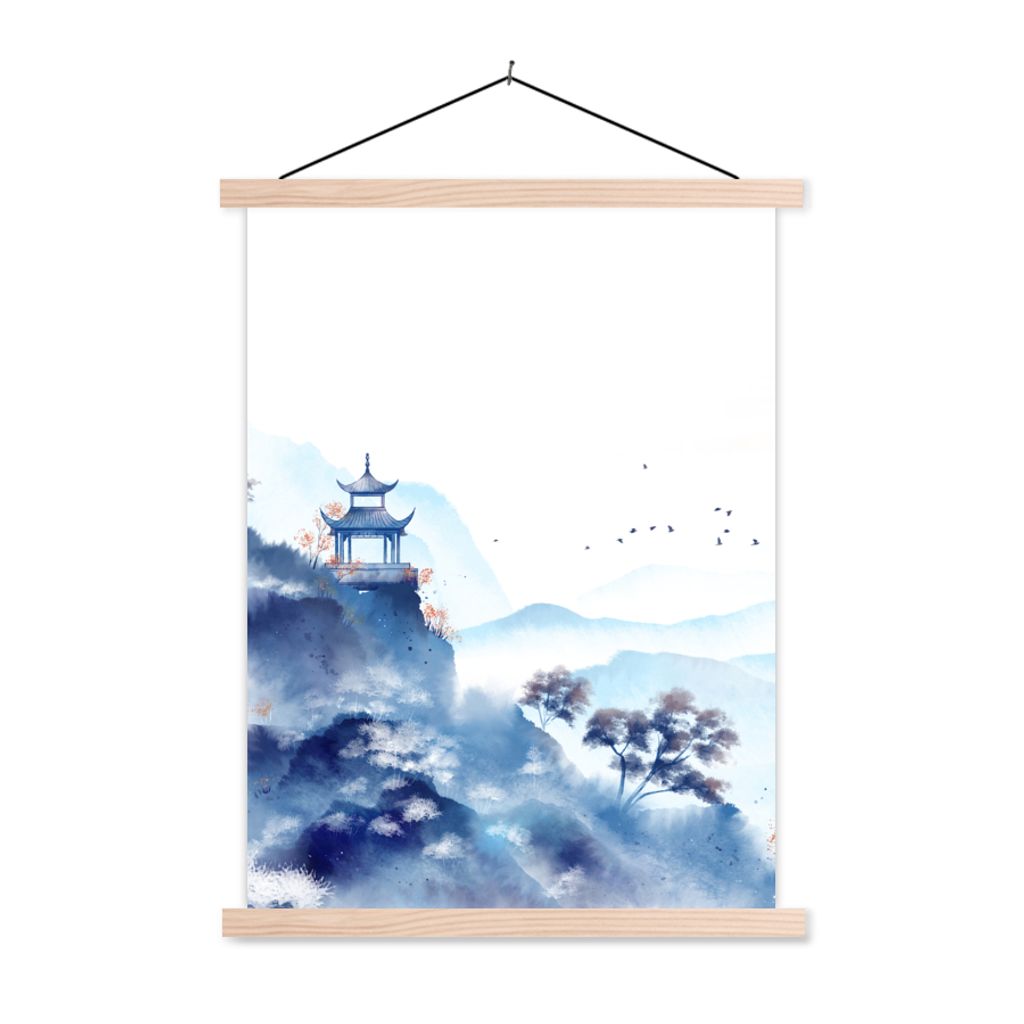 MuchoWow Textilposter Malerei - Ölfarbe - Natur 40x53 cm mit holzfarbenen Rahmen - Schlafzimmer