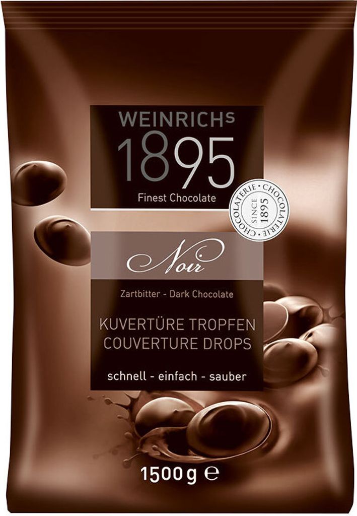 A bag of dark chocolate drops.