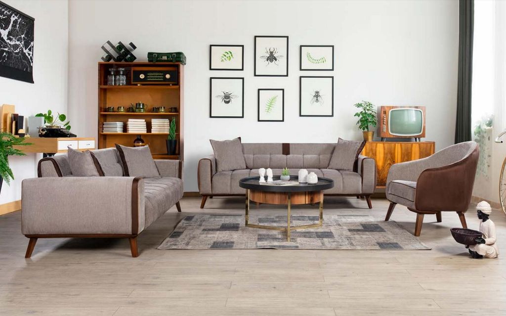 Möbel Einsitzer Sessel Textil Wohnzimmer Lounge Design Sofa Möbel Farbe Grau