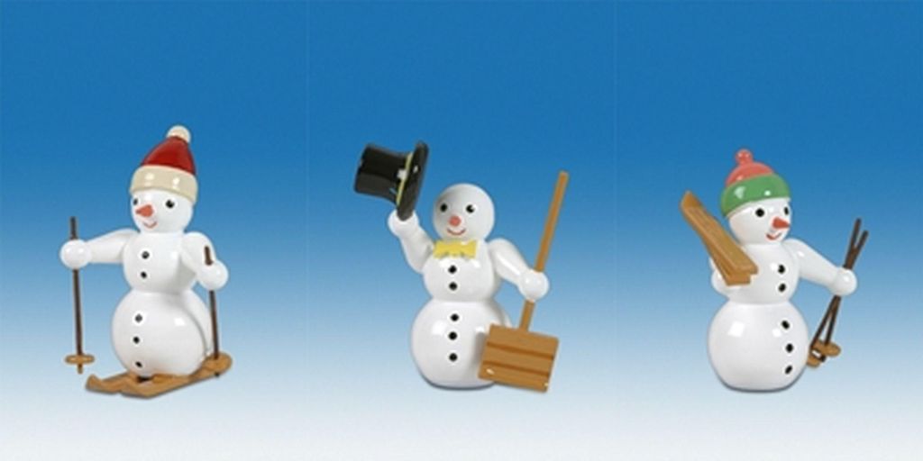 Holzfigur Schneemänner 3tlg. Höhe 6,5cm NEU