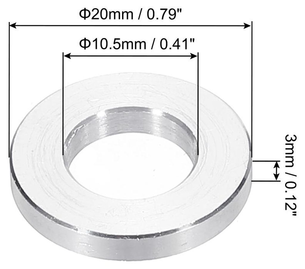 Distanzhš¹lsen M10 Aluminium Abstandshalter Wand, 6 Stš¹ck Metall Distanzhš¹lsen 10,5 mm ID x 20 mm OD x 3 mm L Aluminium Distanzschrauben Ru...