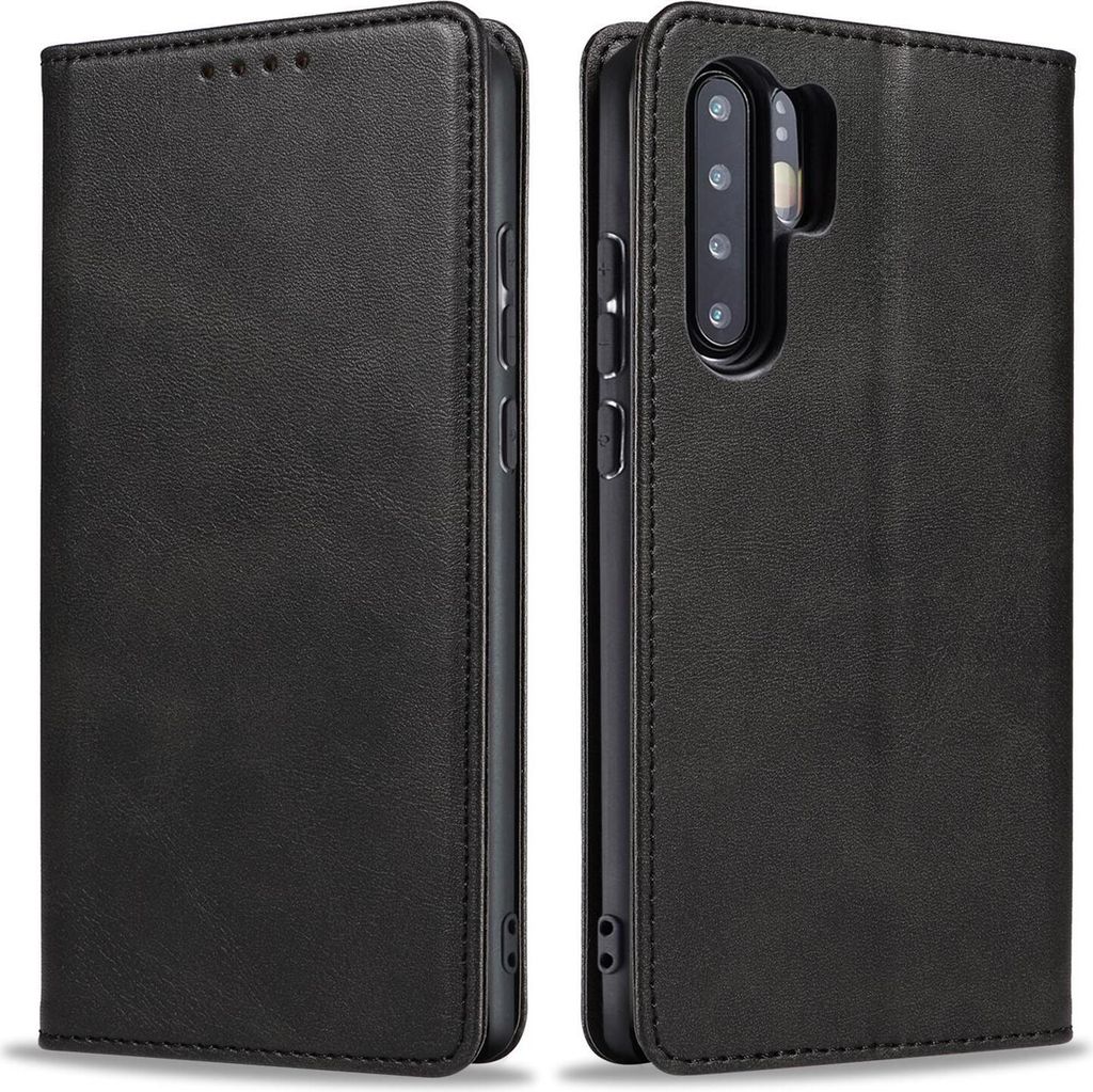 Handyhülle für Huawei P30 Pro Kunstleder Flip Cover Hülle Handytasche Case Kartenfach Farbe: Schwarz