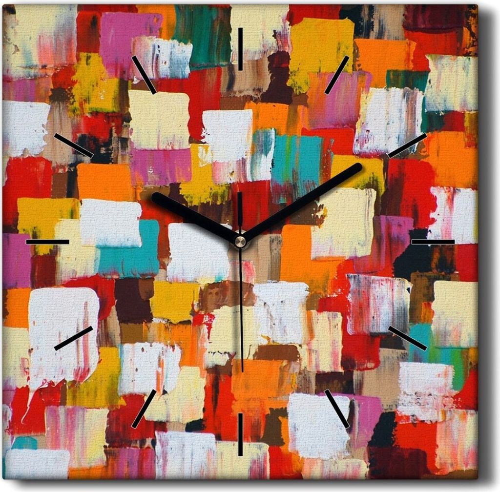 Coloray Hodiny Unikátní 30x30 cm Tiché hodiny Pro obývací pokoj a kuchyň Nástěnné hodiny Plátno Černé ručičky hodin - Moderní měř...